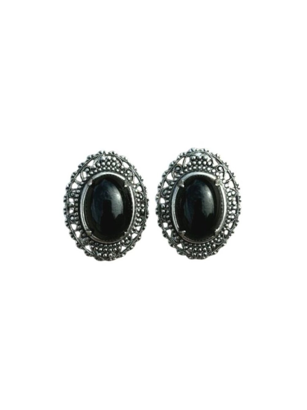 Vintage Clip-on Black Stone Earring